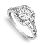 Sterling Silver Cubic Zirconia Pav Cushion Framed Ring