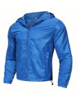 Men's Stylish Hooded Windbreaker Jacket - Lightweight Zip-up Polyester With Pockets For Spring summer fall