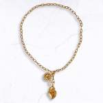 Sun Heart Pendant Link Chain Necklace - Gold Free