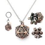 Haxtec MINI Metal Dnd Dice Set For Dungeons And Dragons D&d Gifts With Hollow D20 Cage Necklace Portable Antique Tiny D&d Pocket