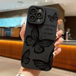 Black Butterfly Print Pattern Design Shockproof Slim Protective Cove Protective Sleeve Phone Case Camera Lens All Inclusive Prot