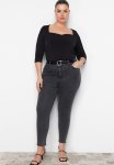 Plus Gray High Waist Flexible Skinny Jeans