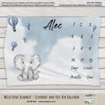 Milestone Blanket Elephant And Hot Air Balloon