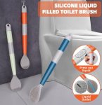 Punch-free Liquid Dispensing Silicone Toilet Brush With Wall Mount White
