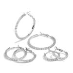 Silver 3-PACK Diamante Ecletic Hoops