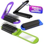 4 Pack Small Travel Hair Brush With Mirror 4.25 1.49" Compact Folding Brush For Purse With Nylon Bristles For Wet And Dry Hair F
