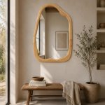 Irregular Natural Pear Wood Wall Mirror - 2 Sizes - Large 76 X 100