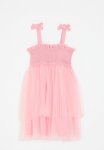PoP Candy Smock Detail Mesh Dress - Pink