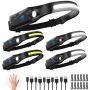 Headlamp Rechargeable 5PACK 230 Wide Beam LED Headlamp 5MODE Head Lamp With Motion Sensor Head Lights For Forehead Headlamps For Adults Recharge