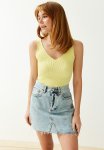 Strap V Neck Blouse - Yellow