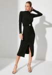 Fitted Draped Dress - Black