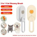3-IN-1 Steam Pet Grooming Brush For Cats & Dogs - USB Rechargeable Silicone Bristles Massage Comb With Spray Function To Remove