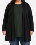 Lds Plain Shorter Pckts Cardigan - 60 Black