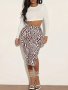 Zebra Print Split Slim Skirt Elegant High Waist Midi Skirt For Spring & Summer Women's Clothing