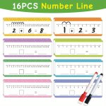 16 Pcs 0-20 Dry Erase Number Line Cards Addition & Subtraction Game Number Chart Math Manipulative Game For Kid Educational Lear