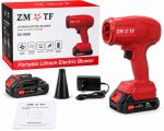 21V Rechargeable Portable Lithium Electric Blower With Battery Charger & Nozzle Cordless Handheld Air Blower For Dust Cleaning C