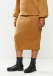 Plus Caramel Cable Knit Pencil Skirt - Brown