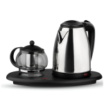 2.2L Stainless Steel Kettle Tray Set With 1L Tea Pot And Removable Infuser