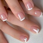 24 Pcs Glossy Short Coffin Press On Nails Pink And White French Tip False Nails Reusable Fake Nails For Women