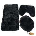 Plush Smte-sumptuous Comfort: And Fluffy Toilet Seat Cover+smte Keyring Black With Keychain