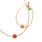 Silver & Rose Quartz Gemstone Matching Beaded Set - Pink