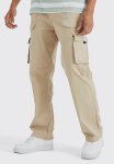 Elasticated Waist Relaxed Fit Buckle Cargo Trouser - Stone