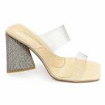 Sissy Boy Womens Bling Heel Mule In Natural - Natural 8