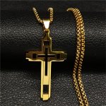 1PC Cross Stainless Steel Choker Necklace For Man Color Men's Chain Necklace Jewelry Corrente Masculina N1173S02