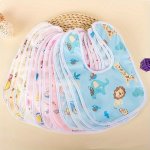 4 6PCS Cartoon Pattern Crystal Velvet Bibs Cartoon Waterproof Bib U-shaped Feeding Bibs Easter Gift