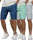3-PACK Set Of Men's Lightweight And Breathable Comfy Shorts With Drawstring And Pockets In Solid Color Casual And Trendy Shorts