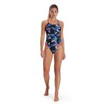 Speedo Women's Bio-illuminate Allover Freestyler One Piece - W30 Black magenta red blue green