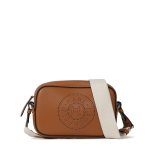 K circle Perforated Crossbody Bag -dark Tan
