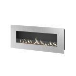 Panorama Wallart Flueless Gas Fireplace Black - Stainless Steel 1100MM