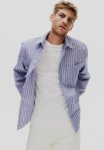Loose Fit Poplin Shirt - Light Blue Striped