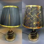 Black Shade Table Lamp With Base - Black & Gold