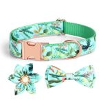 Yshome&pet Floral Dog Collar With Bow Tie Bowtie Dog Collar With Flower Attached Metal Buckle Adjustable Soft And Comfy Pet Coll