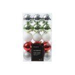 Baubles Set Of 30 6CM Silver Green White Red & Silver
