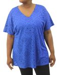 Ladies Printed Flutter Sleeve Top - 60 Cobalt