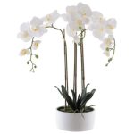 Real Touch Artificial White Orchid In Ceramic Pot 60CM