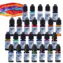 26PCS/PACK Premium 3D Alcohol Ink Set Vibrant & Vivid Colors Skin Safe Fast Drying Highly Concentrated Dyes For Epoxy Resin Dye Art Crafting