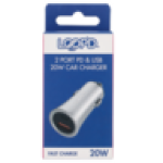 Lite White 2 Port Pd & USB Car Charger