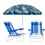 2.25M Pattern Beach Umbrella & 7-LEVEL Steel Recliner Combo