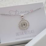 K15 - Stunning Initial Letter Necklace On Personalized Card Silver Cz Stainless Steel - D Initial - CB0111346