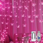 Decorman Butterfly Curtain Lights 13FT 96 LED USB Window Fairy Lights 16 Butterflies 8 Modes Firefly Twinkle Timer String Lights