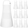 Bouiexye 10 Pack Kids Apron Adjustable Children Apron With 2 Pockets Children Chef Painting Aprons For Cooking Baking Painting Crafts Making White
