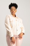 Eliana Faux Leather Shacket - Mlik - 2XL Milk