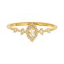 Size 7 - Vintage-inspired Marquise Halo Ring With Sparkling Detail - Gold
