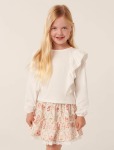 Riley Girls Long Sleeve Frill Top - 10-12 Yrs White Cloud