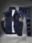 Men's Casual Sports Outfit Set With Floral Print Long Sleeve Pockets Regular Fit