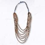 Oxadized Woodem Bead Necklace - Navy Free
